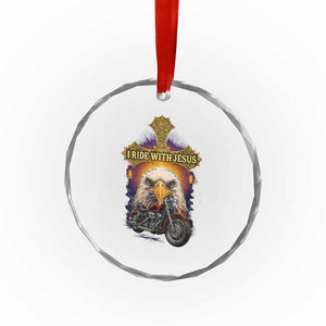 Christian Biker I Ride With Jesus Crystal Glass Ornament Religious Faith Motorcycle Rider Eagle TS11 Print Your Wear