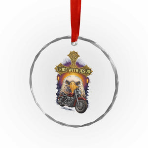 Christian Biker I Ride With Jesus Crystal Glass Ornament Religious Faith Motorcycle Rider Eagle TS11 Print Your Wear