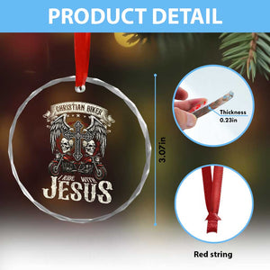 Christian Biker I Ride With Jesus Crystal Glass Ornament Religious Faith Motorcycle Rider Skull TS11 Print Your Wear