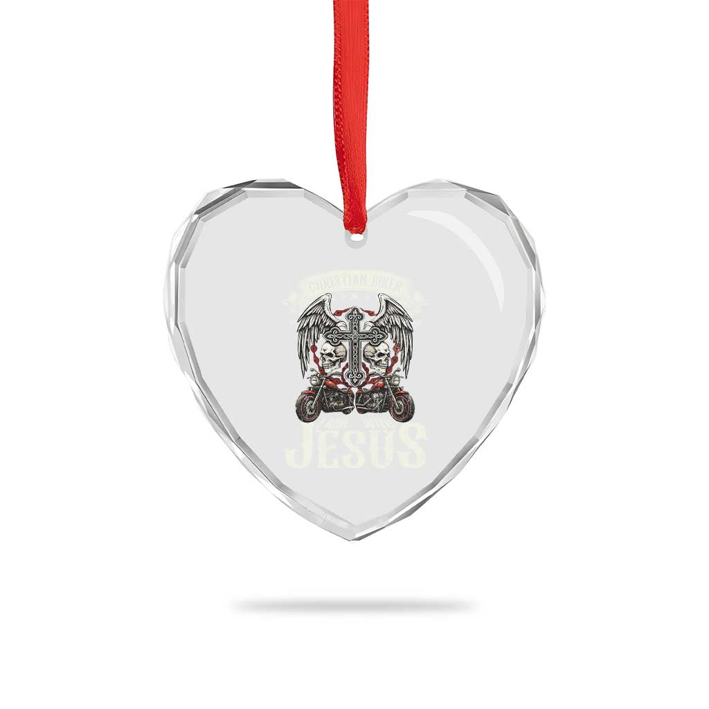 Christian Biker I Ride With Jesus Heart Crystal Glass Ornament Religious Faith Motorcycle Rider Skull TS11 Print Your Wear