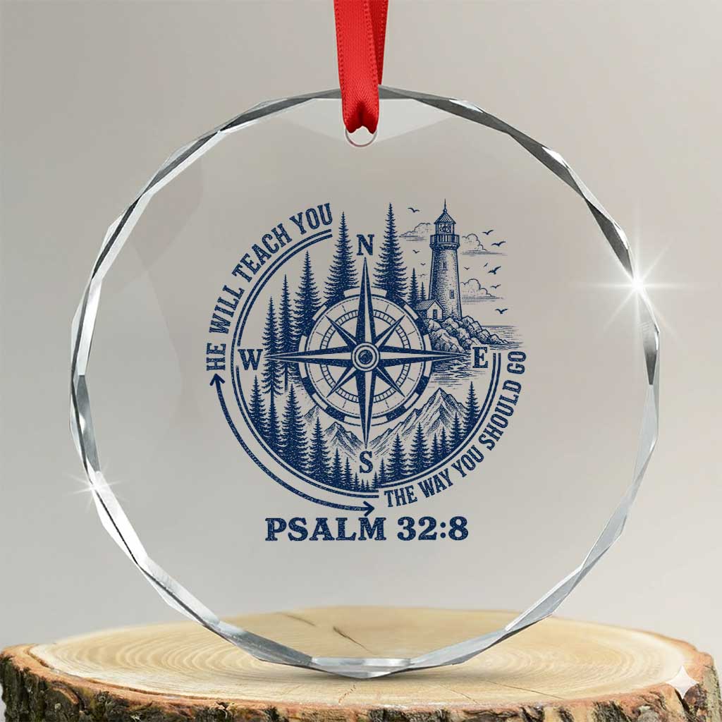 Christian Camping Crystal Glass Ornament He Will Teach You The Way You Should Go TS11 Transparent Glass 3'' Circle Print Your Wear
