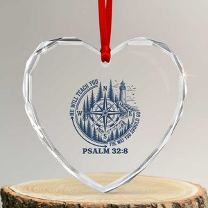 Christian Camping Heart Crystal Glass Ornament He Will Teach You The Way You Should Go TS11 Transparent Glass 3'' Heart Print Your Wear