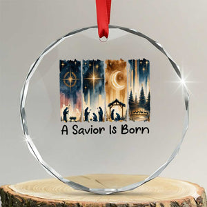 Christian Christmas Crystal Glass Ornament A Savior Is Born Jesus Nativity Scene TS11 Transparent Glass 3'' Circle Print Your Wear
