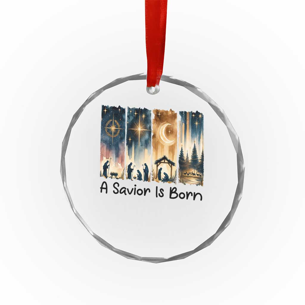 Christian Christmas Crystal Glass Ornament A Savior Is Born Jesus Nativity Scene TS11 Print Your Wear