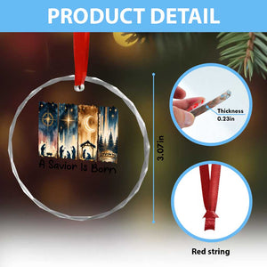 Christian Christmas Crystal Glass Ornament A Savior Is Born Jesus Nativity Scene TS11 Print Your Wear