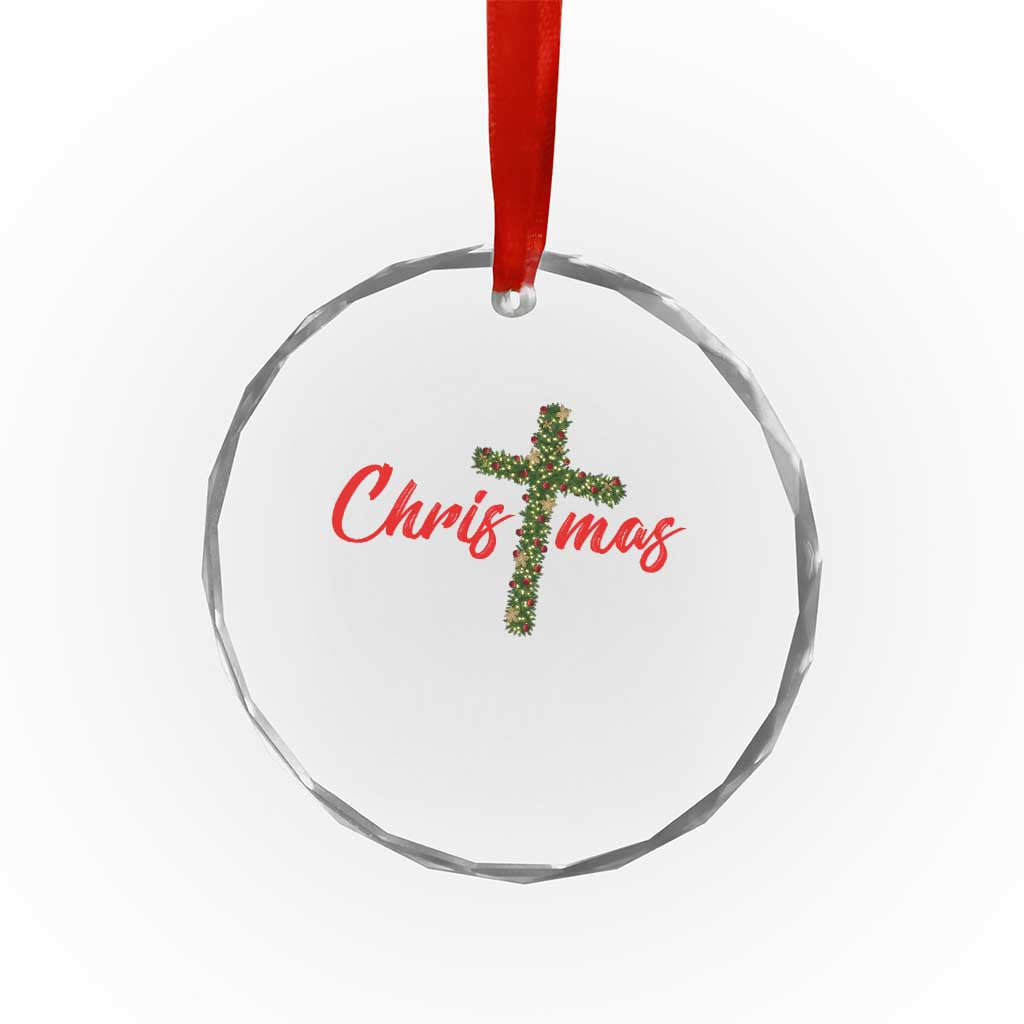Christian Christmas Crystal Glass Ornament Cross Lights Faith TS14 Print Your Wear