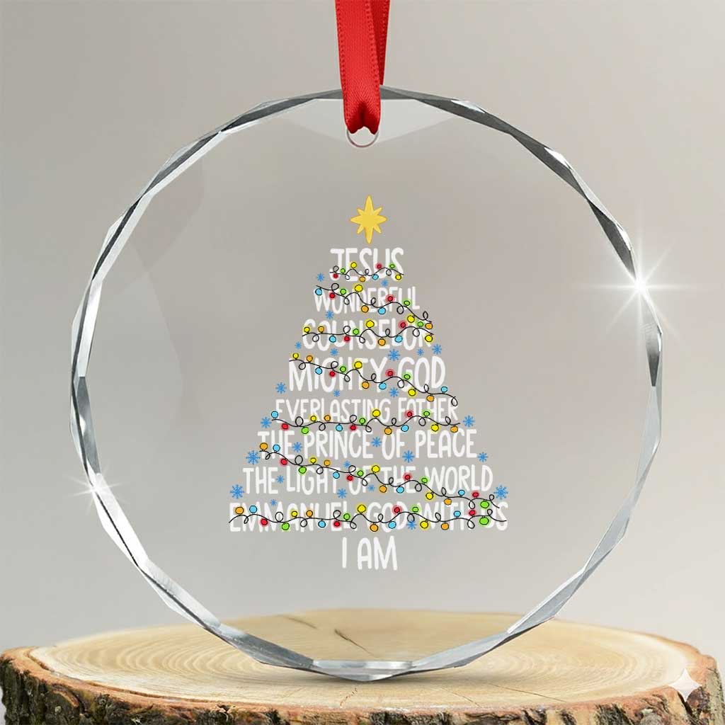 Christian Christmas Crystal Glass Ornament Jesus Wonderful Counselor Mighty God Xmas Tree TS11 Transparent Glass 3'' Circle Print Your Wear