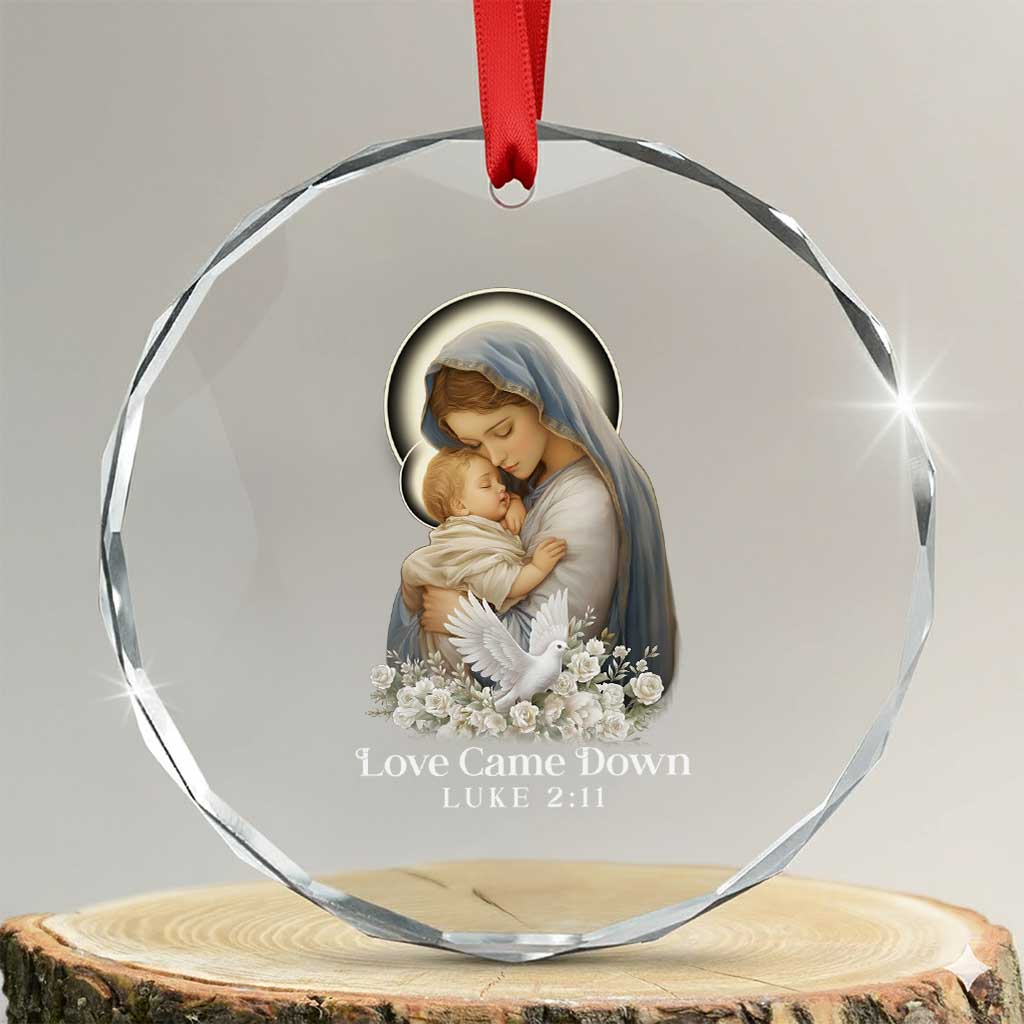 Christian Christmas Crystal Glass Ornament Love Came Down Luke 2:11 TS14 Transparent Glass 3'' Circle Print Your Wear