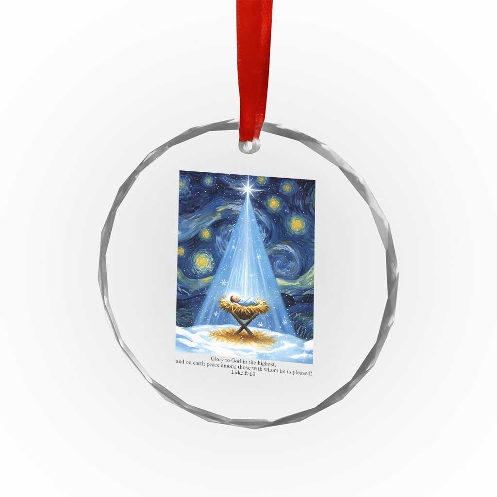 Christian Christmas Crystal Glass Ornament Nativity Scene Jeus Baby Starry Night Xmas TS14 Print Your Wear
