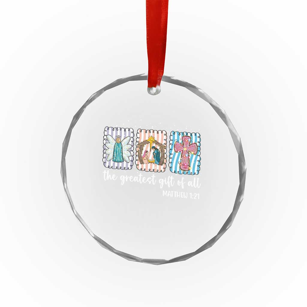 Christian Christmas Crystal Glass Ornament The Greatest Gift Of All Jesus Nativity Scene TS11 Print Your Wear