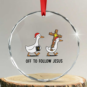 Christian Christmas Goose Crystal Glass Ornament Off To Follow Jesus TS14 Transparent Glass 3'' Circle Print Your Wear