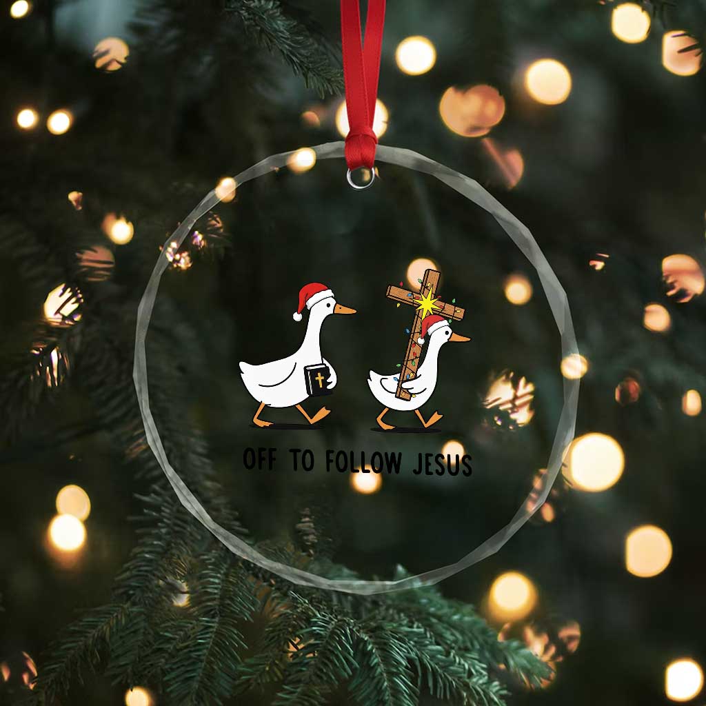 Christian Christmas Goose Crystal Glass Ornament Off To Follow Jesus TS14 Print Your Wear