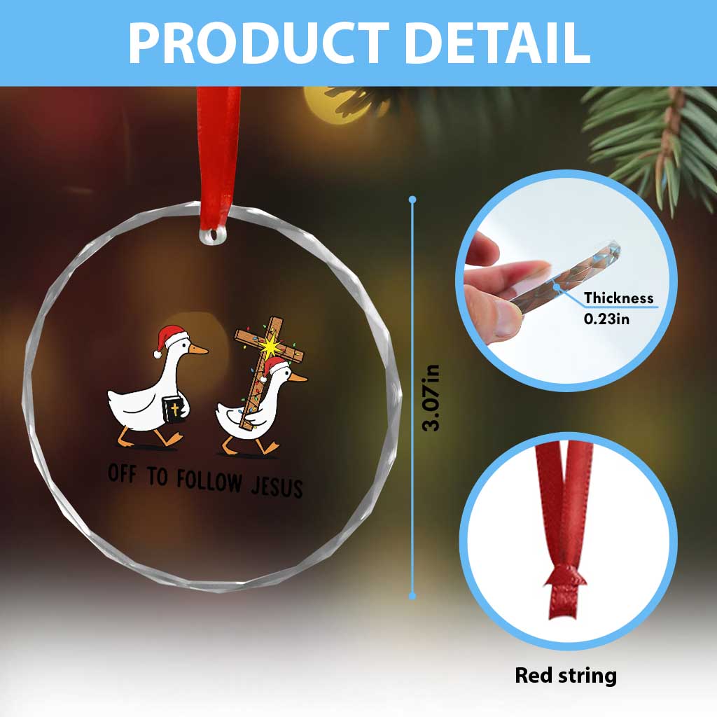 Christian Christmas Goose Crystal Glass Ornament Off To Follow Jesus TS14 Print Your Wear