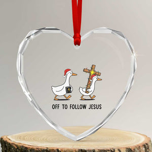 Christian Christmas Goose Heart Crystal Glass Ornament Off To Follow Jesus TS14 Transparent Glass 3'' Heart Print Your Wear