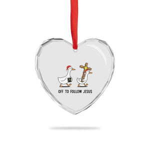 Christian Christmas Goose Heart Crystal Glass Ornament Off To Follow Jesus TS14 Print Your Wear