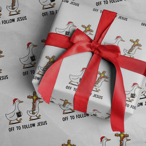 Christian Christmas Goose Wrapping Paper Roll Off To Follow Jesus TS14 White Print Your Wear