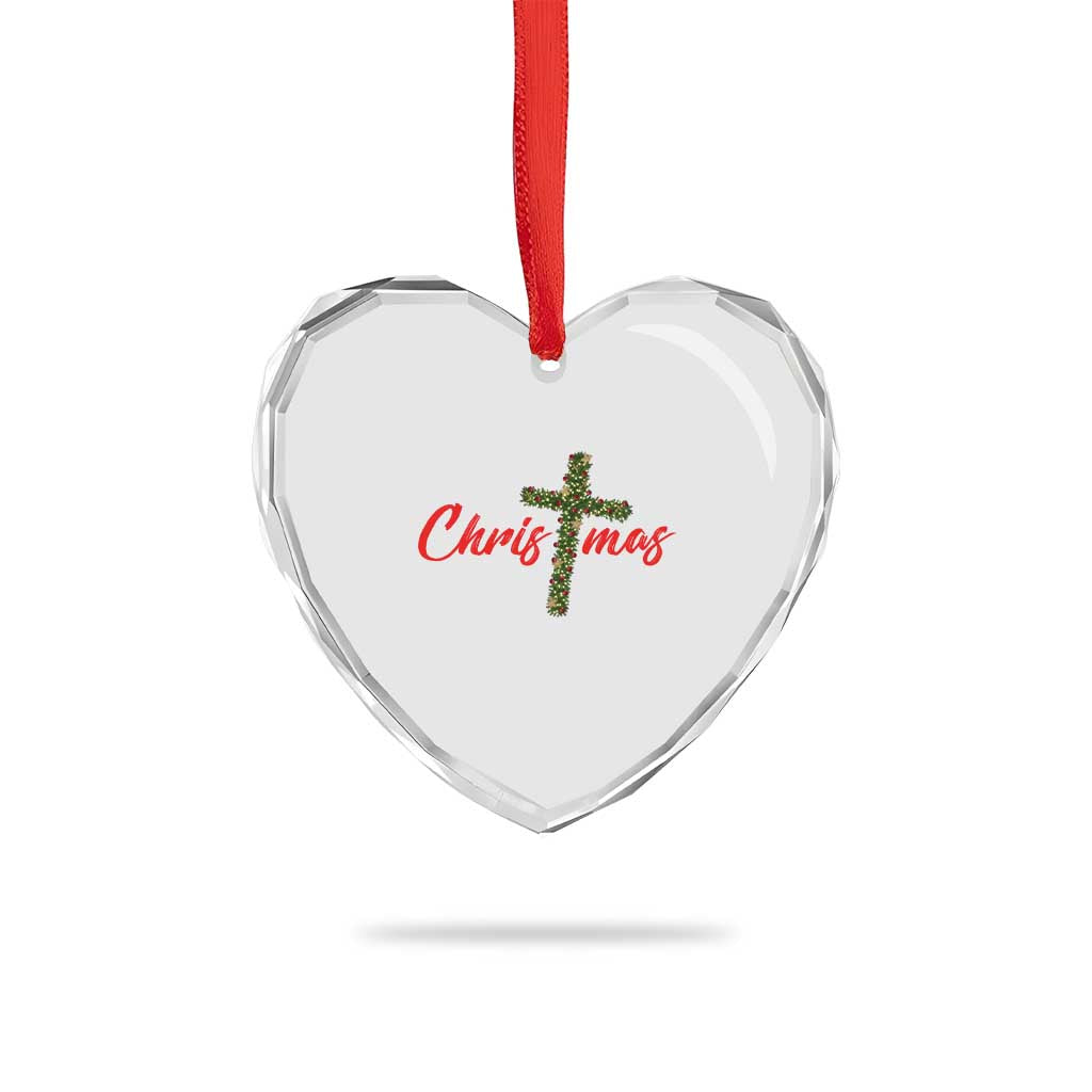 Christian Christmas Heart Crystal Glass Ornament Cross Lights Faith TS14 Print Your Wear