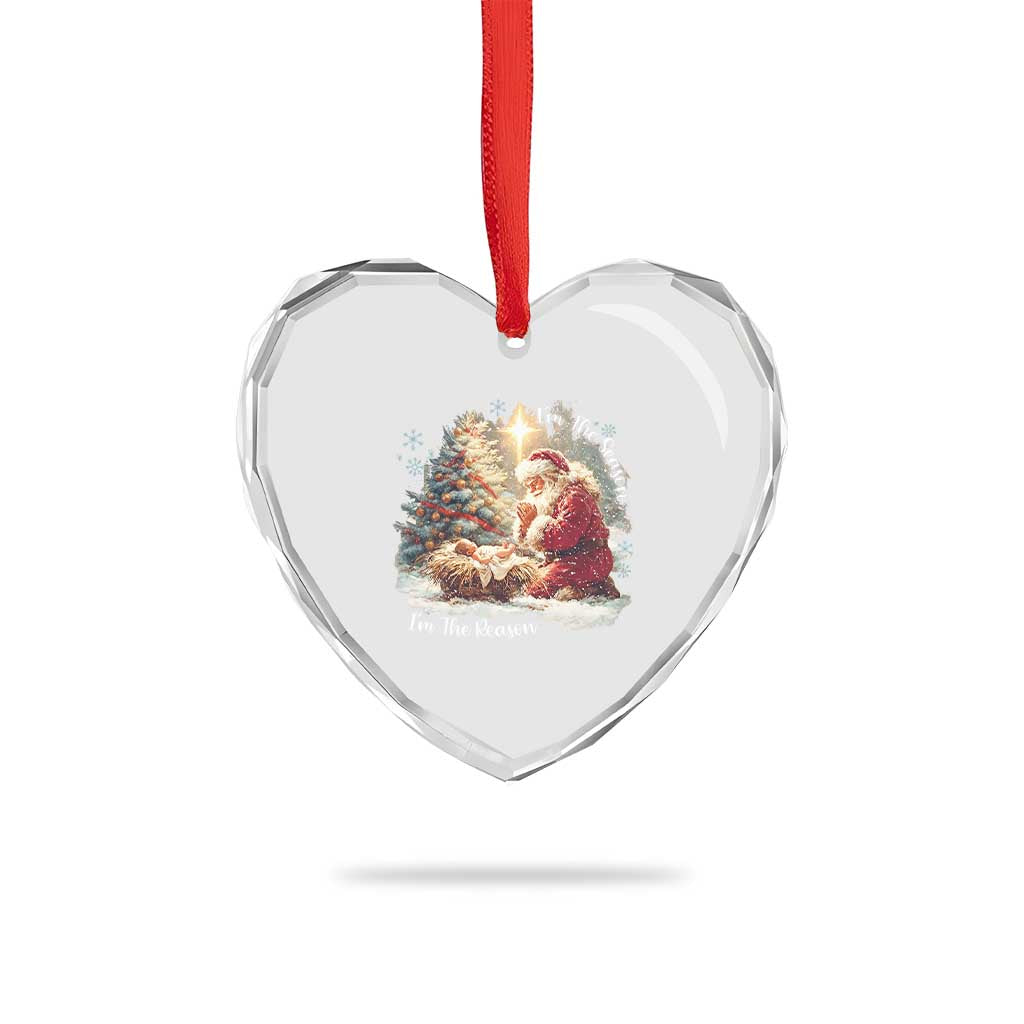 Christian Christmas Heart Crystal Glass Ornament Jesus I Am The Reason Santa I Am The Season TS11 Print Your Wear