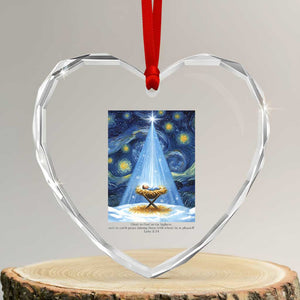 Christian Christmas Heart Crystal Glass Ornament Nativity Scene Jeus Baby Starry Night Xmas TS14 Transparent Glass 3'' Heart Print Your Wear