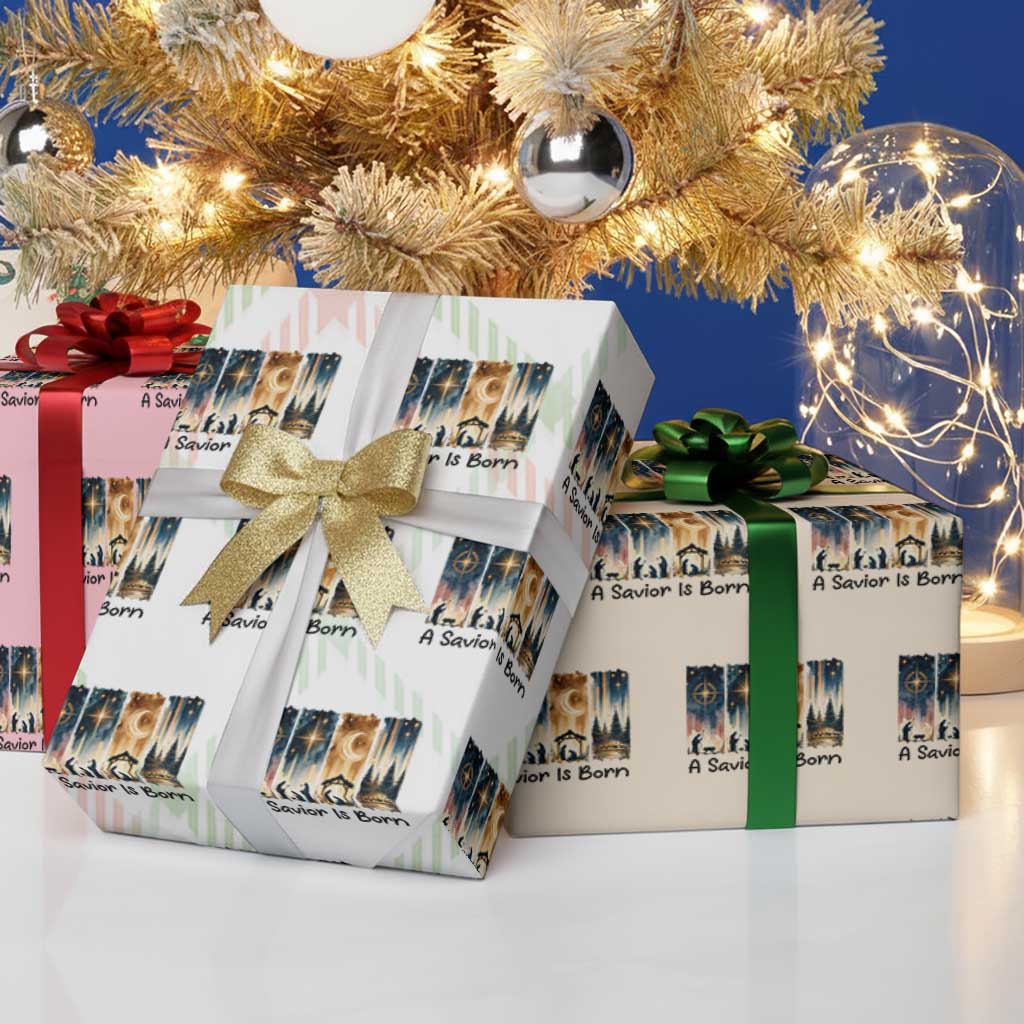 Christian Christmas Wrapping Paper Roll A Savior Is Born Jesus Nativity Scene TS11 Print Your Wear