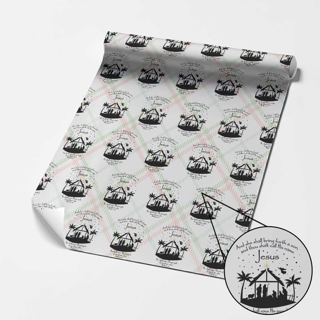 Christian Christmas Wrapping Paper Roll And She Shall Bring Forth A Son And Thou Shalt Call His Name Jesus TS11 Christmas Plaid Print Your Wear