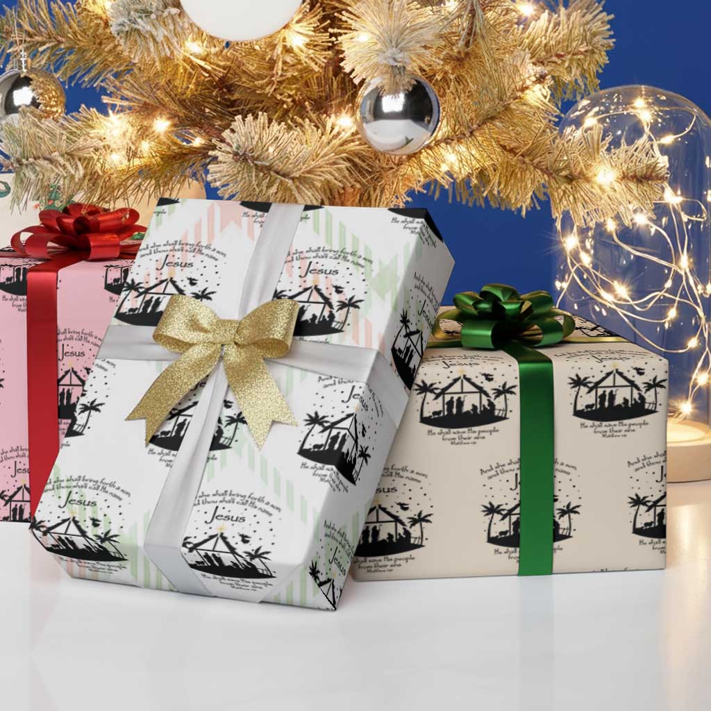 Christian Christmas Wrapping Paper Roll And She Shall Bring Forth A Son And Thou Shalt Call His Name Jesus TS11 Print Your Wear