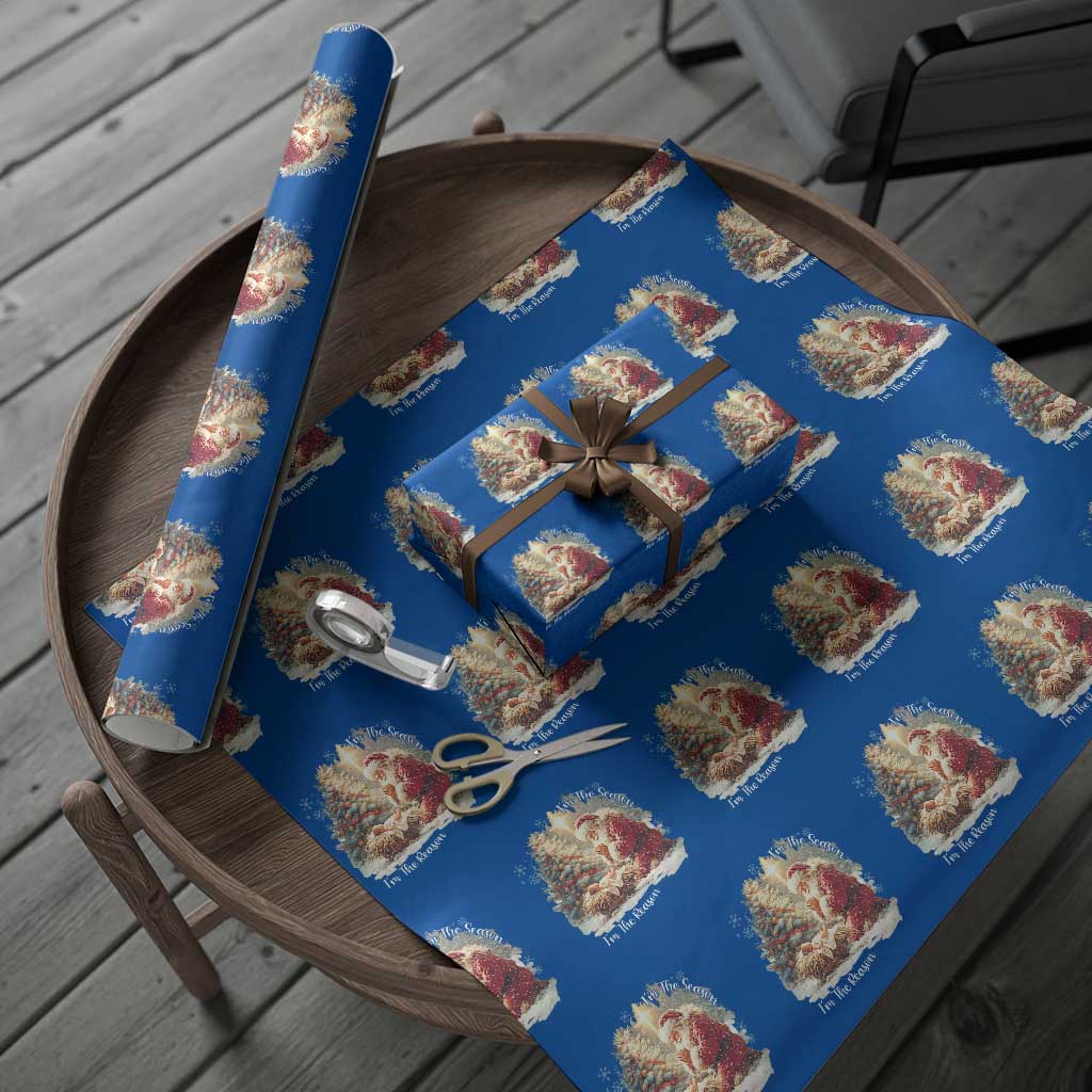 Christian Christmas Wrapping Paper Roll Jesus I Am The Reason Santa I Am The Season TS11 Blue Print Your Wear