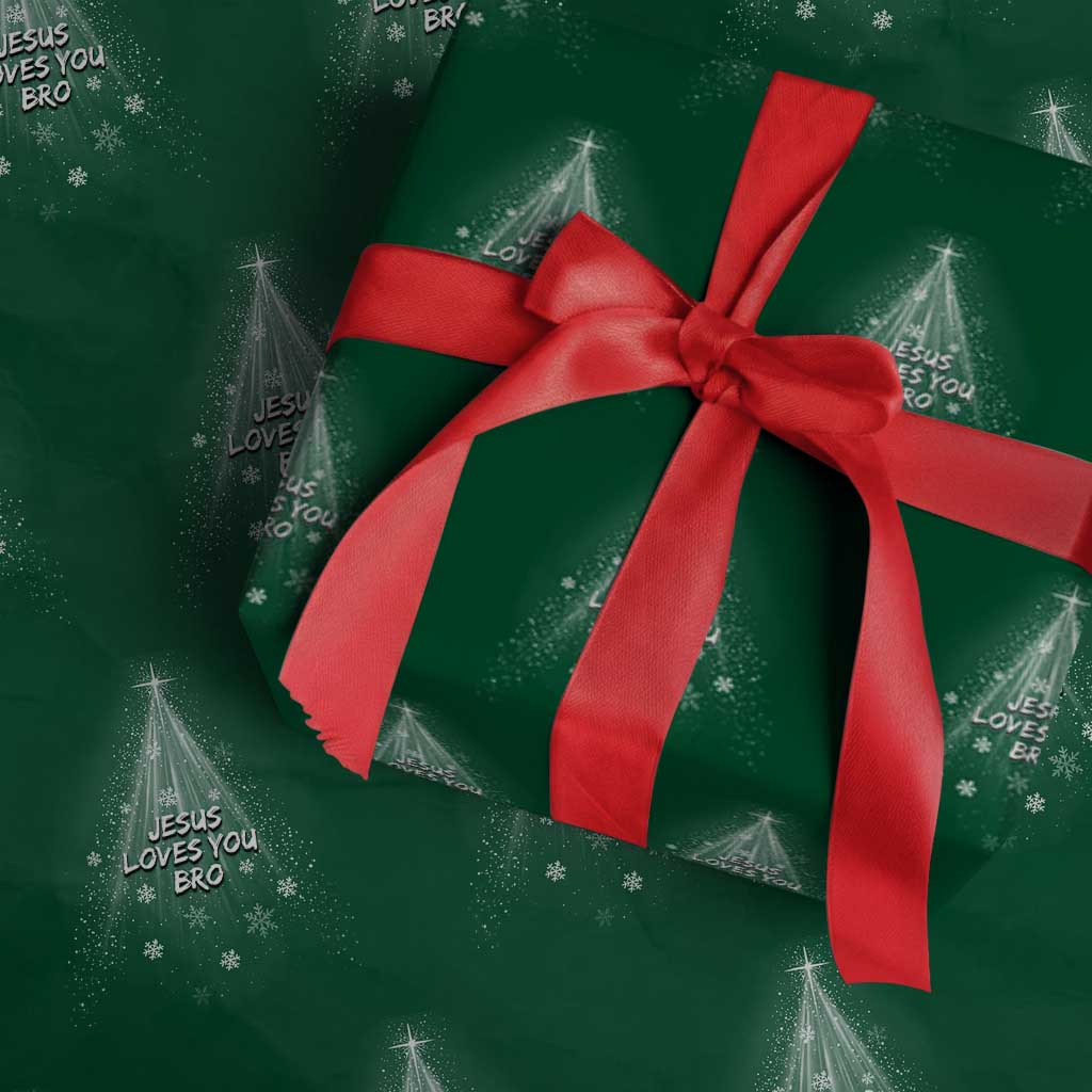Christian Christmas Wrapping Paper Roll Jesus Loves You Bro TS14 Green Print Your Wear