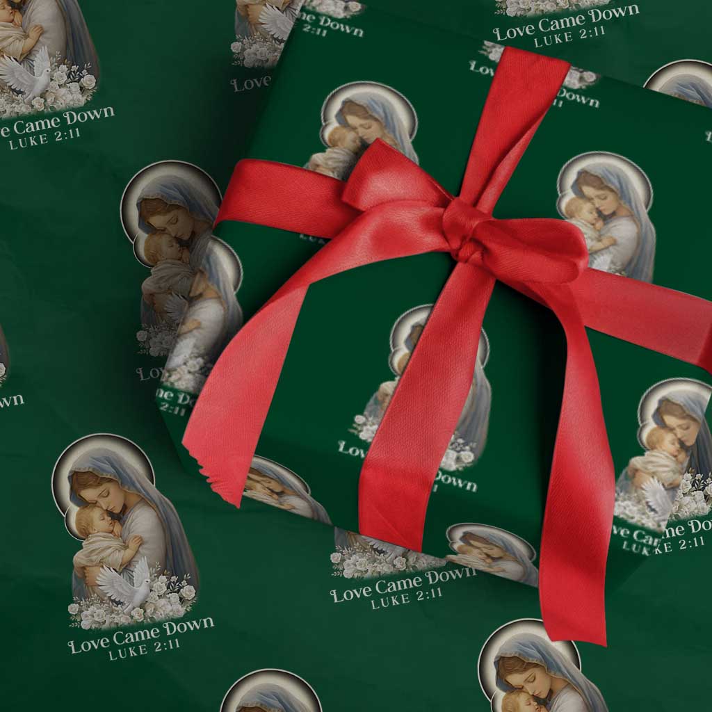 Christian Christmas Wrapping Paper Roll Love Came Down Luke 2:11 TS14 Green Print Your Wear