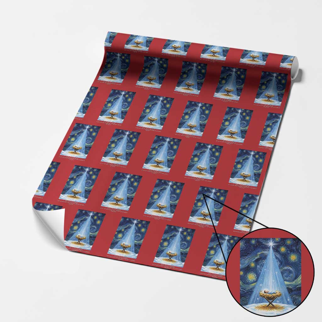 Christian Christmas Wrapping Paper Roll Nativity Scene Jeus Baby Starry Night Xmas TS14 Red Print Your Wear