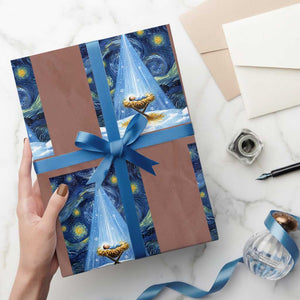 Christian Christmas Wrapping Paper Roll Nativity Scene Jeus Baby Starry Night Xmas TS14 Mocha Print Your Wear