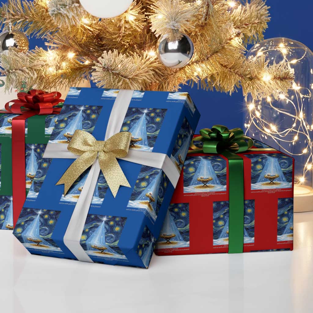 Christian Christmas Wrapping Paper Roll Nativity Scene Jeus Baby Starry Night Xmas TS14 Print Your Wear