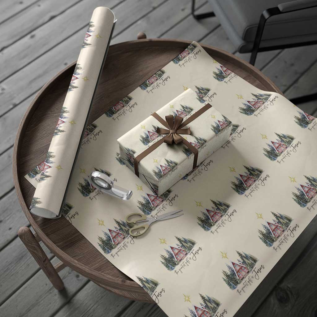 Christian Christmas Wrapping Paper Roll The Greatest Gift Is Jesus Star Of Bethlehem TS11 Beige Print Your Wear