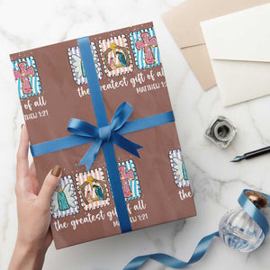 Christian Christmas Wrapping Paper Roll The Greatest Gift Of All Jesus Nativity Scene TS11 Mocha Print Your Wear