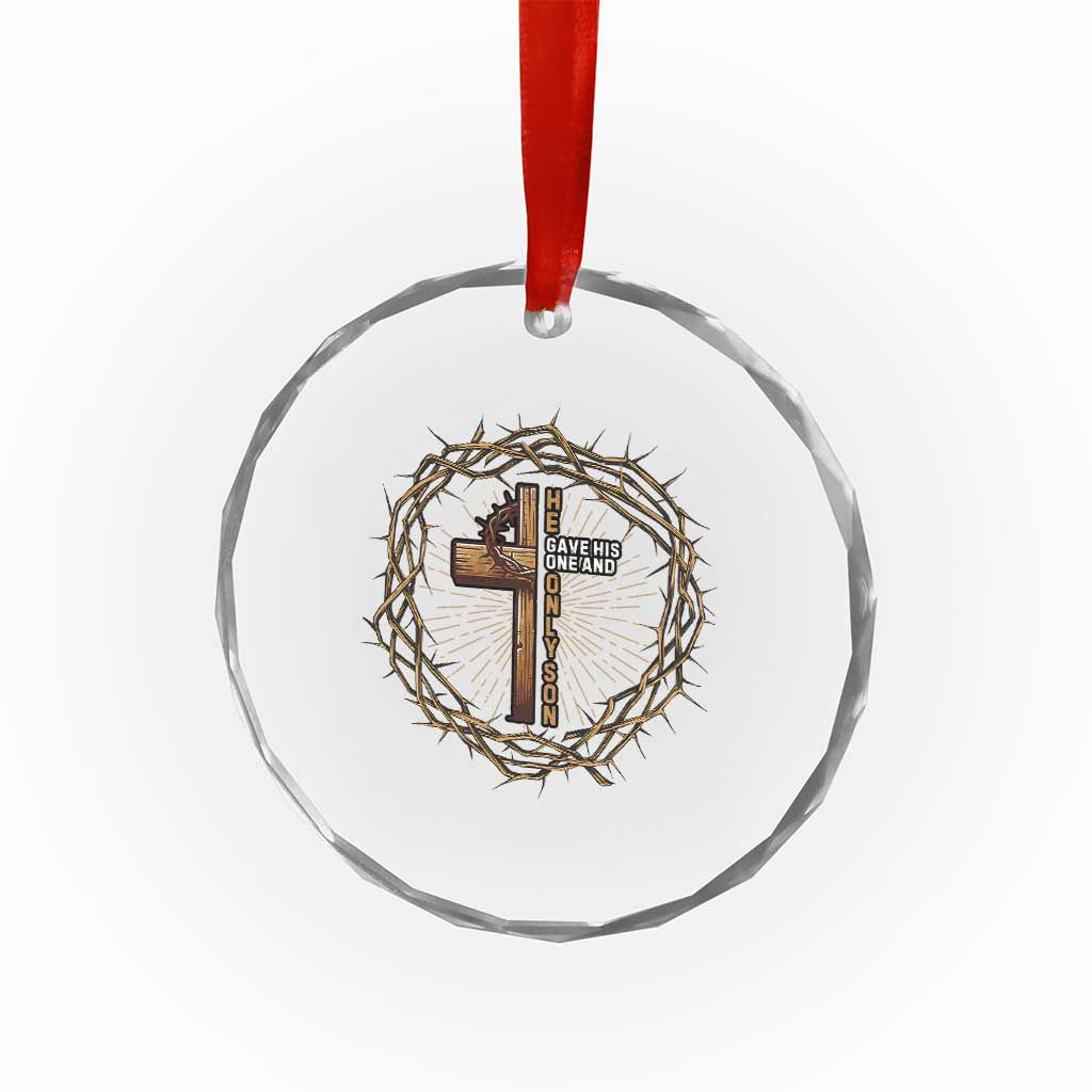 Christian Cross Crystal Glass Ornament Bible John 3:16 Jesus He Gave His Only Son Jesus Christian TS10 Print Your Wear