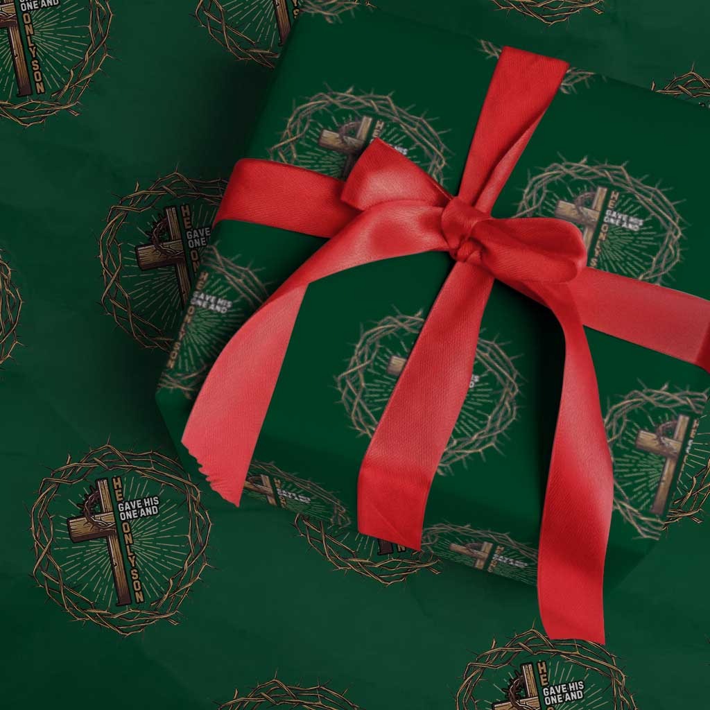 Christian Cross Wrapping Paper Roll Bible John 3:16 Jesus He Gave His Only Son Jesus Christian TS10 Green Print Your Wear