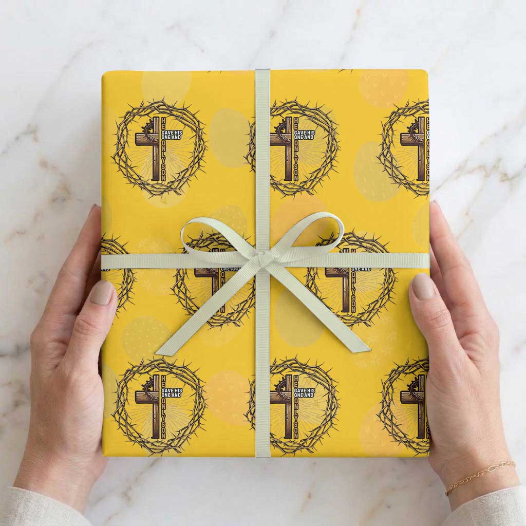 Christian Cross Wrapping Paper Roll Bible John 3:16 Jesus He Gave His Only Son Jesus Christian TS10 Yellow Print Your Wear