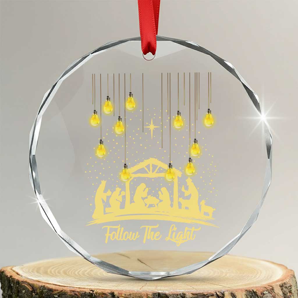 Christian Crystal Glass Ornament Follow the Light Christ Xmas Light TS09 Transparent Glass 3'' Circle Print Your Wear