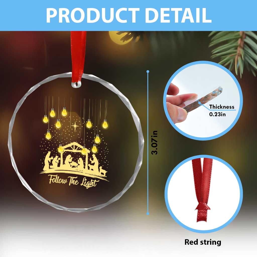 Christian Crystal Glass Ornament Follow the Light Christ Xmas Light TS09 Print Your Wear