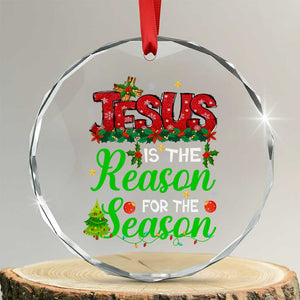 Christian Crystal Glass Ornament Jesus Is The Reason For The Season TS09 Transparent Glass 3'' Circle Print Your Wear