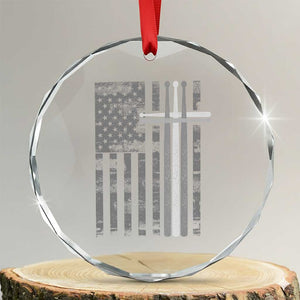 Christian Drummer Crystal Glass Ornament American Flag Drumsticks Religious Faith Cross Patriotic TS10 Transparent Glass 3'' Circle Print Your Wear