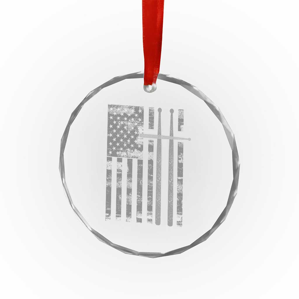 Christian Drummer Crystal Glass Ornament American Flag Drumsticks Religious Faith Cross Patriotic TS10 Print Your Wear