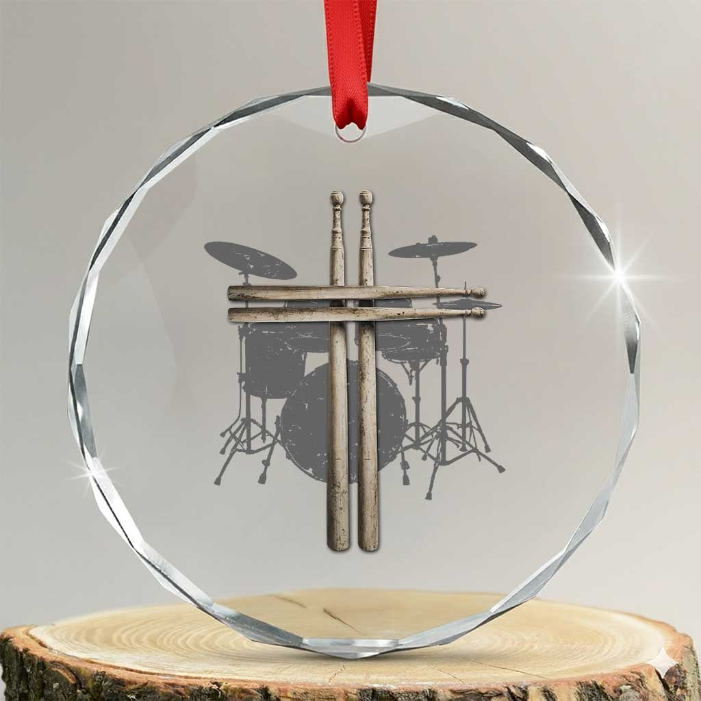 Christian Drummer Crystal Glass Ornament Drum Sticks Cross Percussionist Jesus Church TS10 Transparent Glass 3'' Circle Print Your Wear