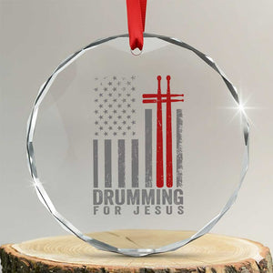Christian Drummer Crystal Glass Ornament Drumming For Jesus Cross USA Flag Percussionist TS10 Transparent Glass 3'' Circle Print Your Wear