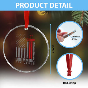 Christian Drummer Crystal Glass Ornament Drumming For Jesus Cross USA Flag Percussionist TS10 Print Your Wear