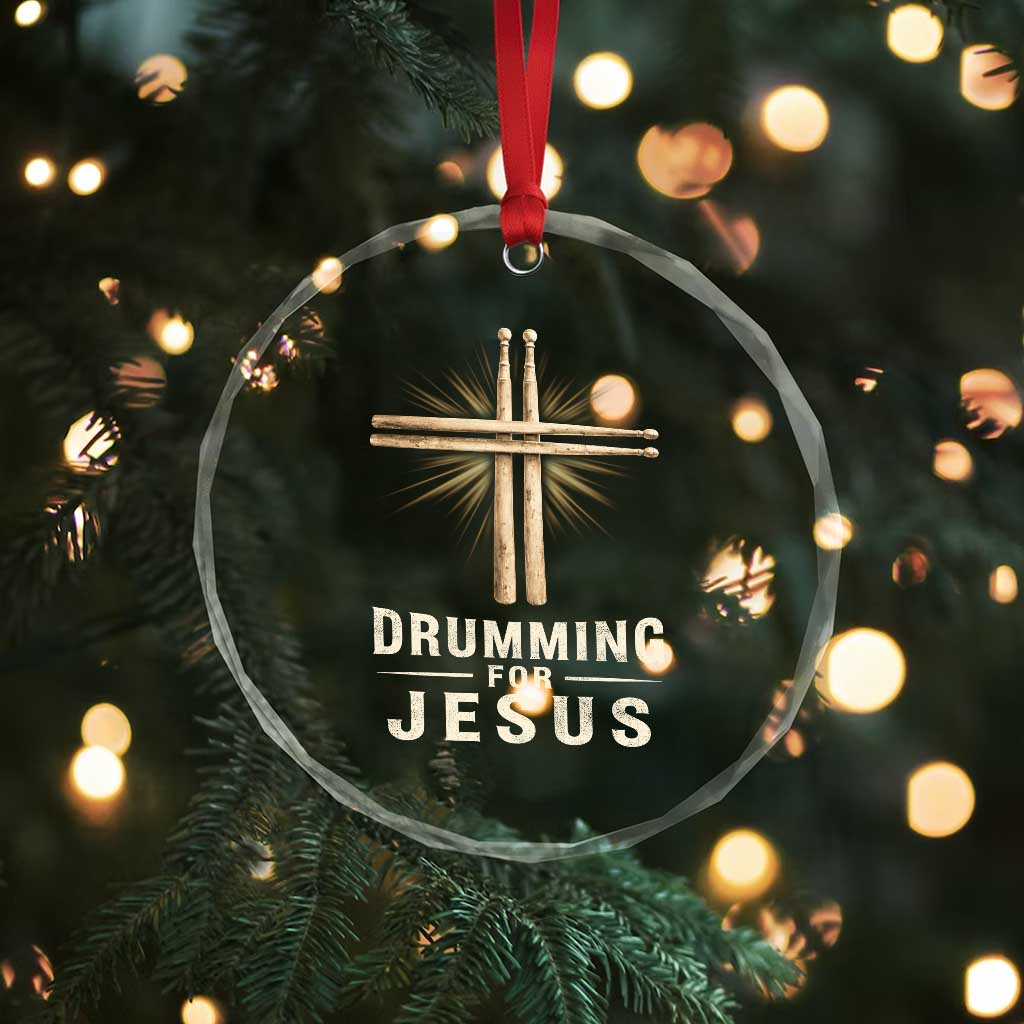 Christian Drummer Crystal Glass Ornament Drumming For Jesus Drumstick Cross Percussionist TS10 Print Your Wear