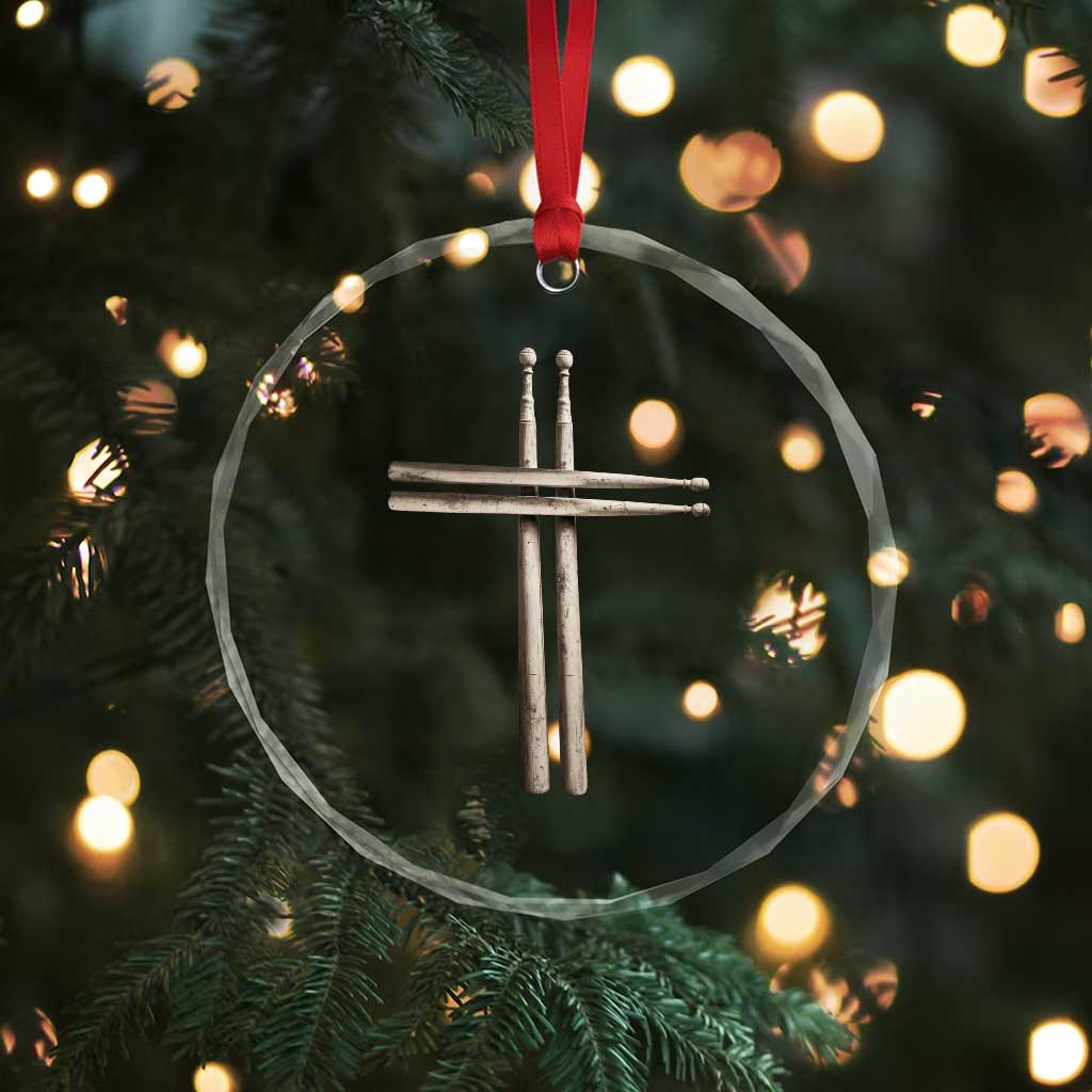Christian Drummer Crystal Glass Ornament Drumstick Cross Rock Music Lover Gift TS10 Print Your Wear