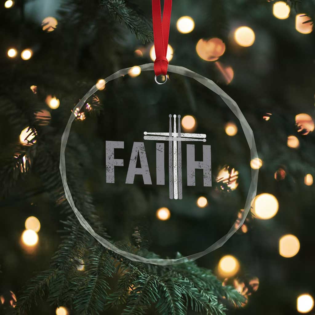 Christian Drummer Crystal Glass Ornament Faith Drum Stick Cross TS10 Print Your Wear