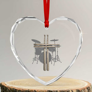 Christian Drummer Heart Crystal Glass Ornament Drum Sticks Cross Percussionist Jesus Church TS10 Transparent Glass 3'' Heart Print Your Wear
