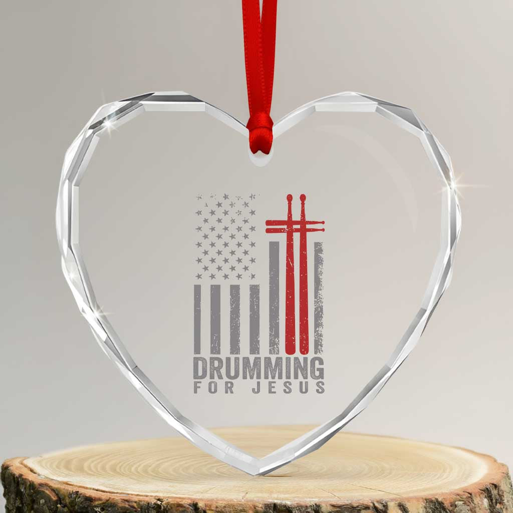 Christian Drummer Heart Crystal Glass Ornament Drumming For Jesus Cross USA Flag Percussionist TS10 Transparent Glass 3'' Heart Print Your Wear